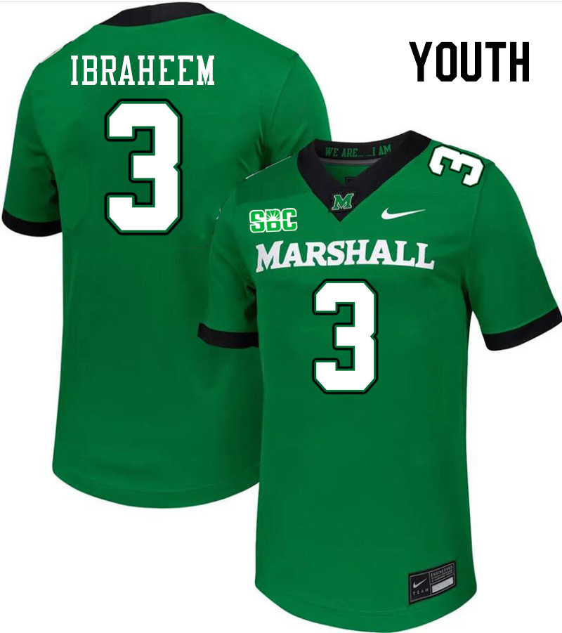 Youth #3 Ishmael Ibraheem Marshall Thundering Herd SBC Conference College Football Jerseys Stitched-